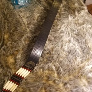 Bone and genuine leather native belt